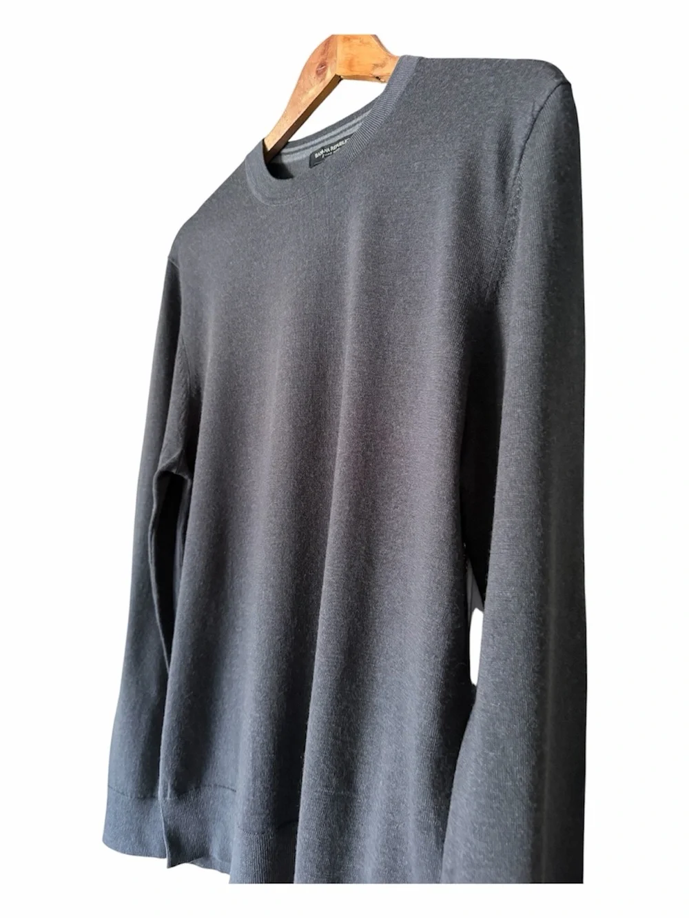 Merino Wool Banana Republic Charcoal Luxury Crewneck Sweater M